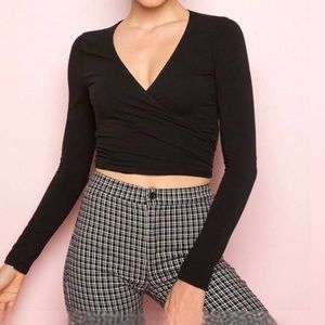 Brandy Melville Black Wrap Top